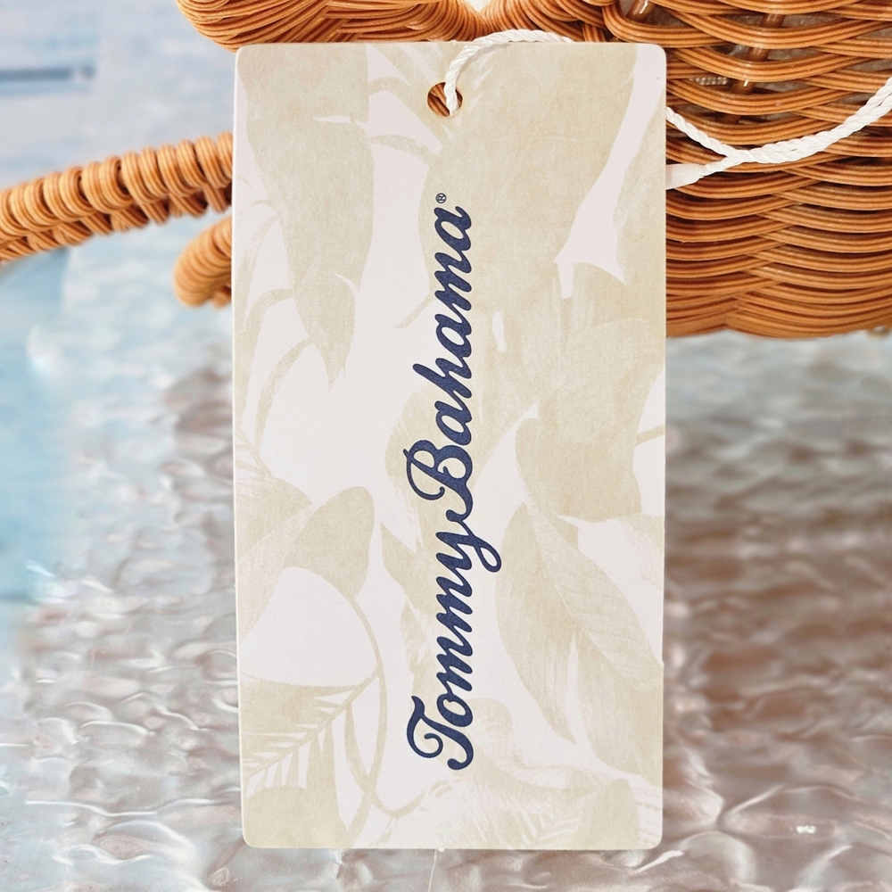 VIRAL Tommy Bahama Crab Clutch Bag Natural Woven Kiss Lock Gold Chain Vacation - Picture 4 of 4